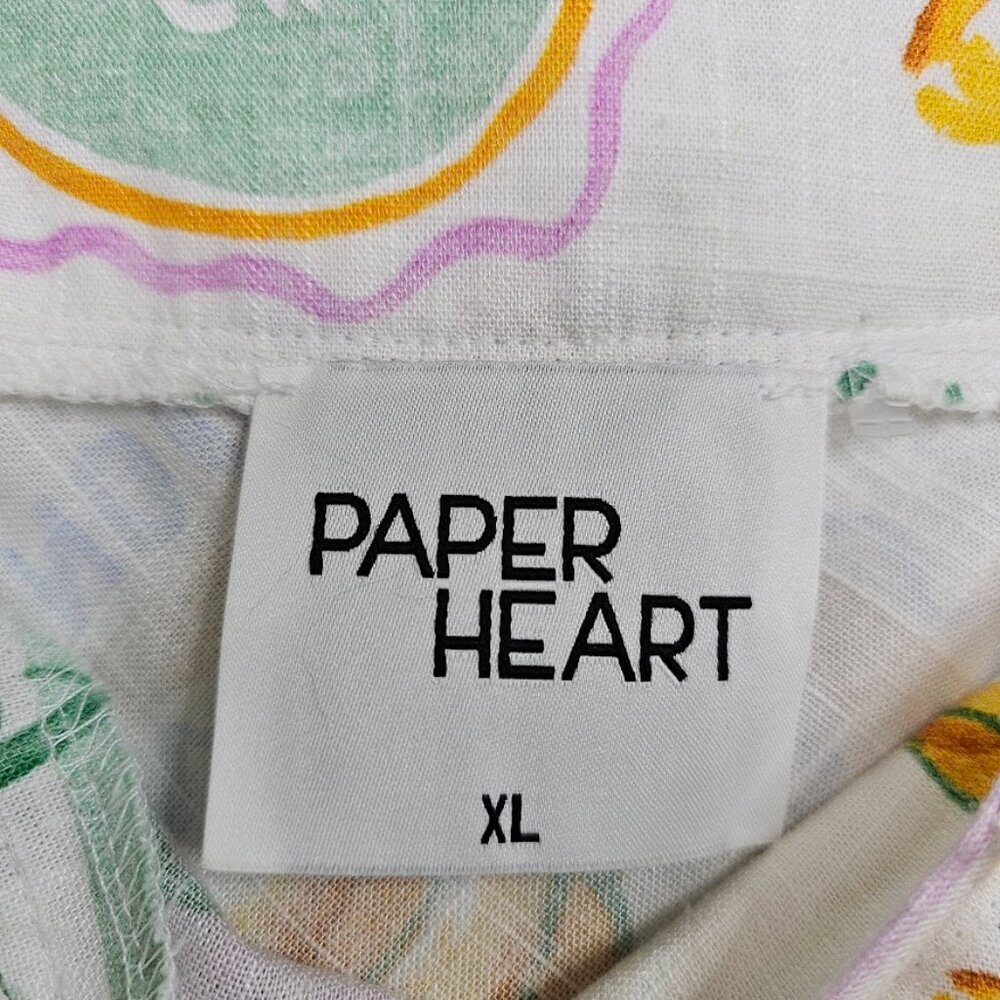 NWOT PAPER HEART ANTHROPOLOGIE Linen Maxi Skirt size XL LA DOLCE VITA Print Cute - Picture 5 of 8